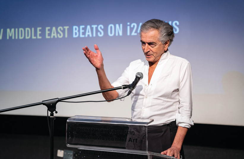  BERNARD-HENRI LÉVY speaks at the Israel premier of his movie ‘Why Ukraine’ in Tel Aviv, on Wednesday. (photo credit: Yuri Skvirski)