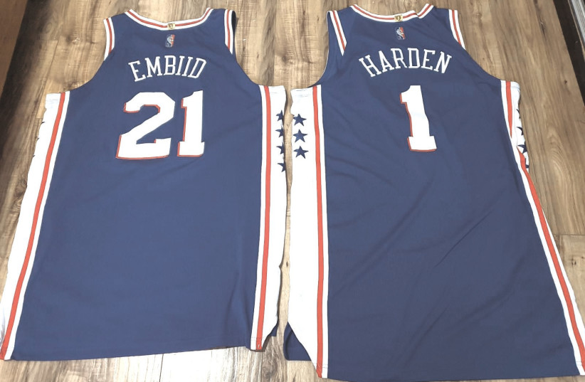  Picture of Joel Embiid's and James Harden jerseys (credit: The Equalizer/Courtesy)
