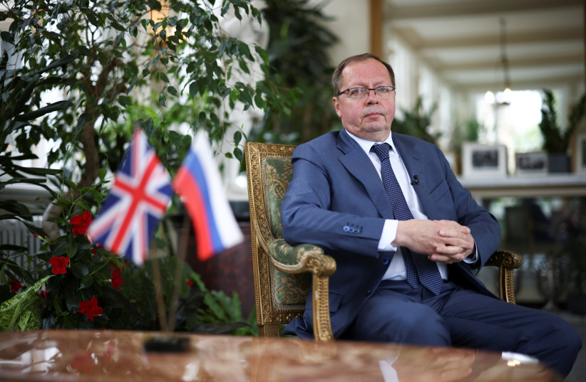  Ambassador of Russia to the United Kingdom Andrei Kelin poses inside the residence of the Russian Ambassador, following an interview with Reuters, in London, Britain, May 20, 2021 (credit: REUTERS/HENRY NICHOLLS)