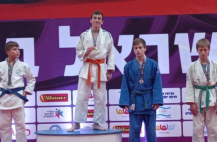   Winners podium at the Israeli Judo Youth Championships in Ra'anana (photo credit: TAL GOLDSTONE)
