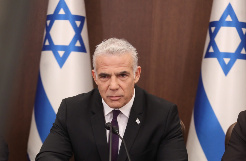  PM Yair Lapid at a cabinet meeting of the 24th Knesset, July 10th 2022.  (photo credit: MARC ISRAEL SELLEM)