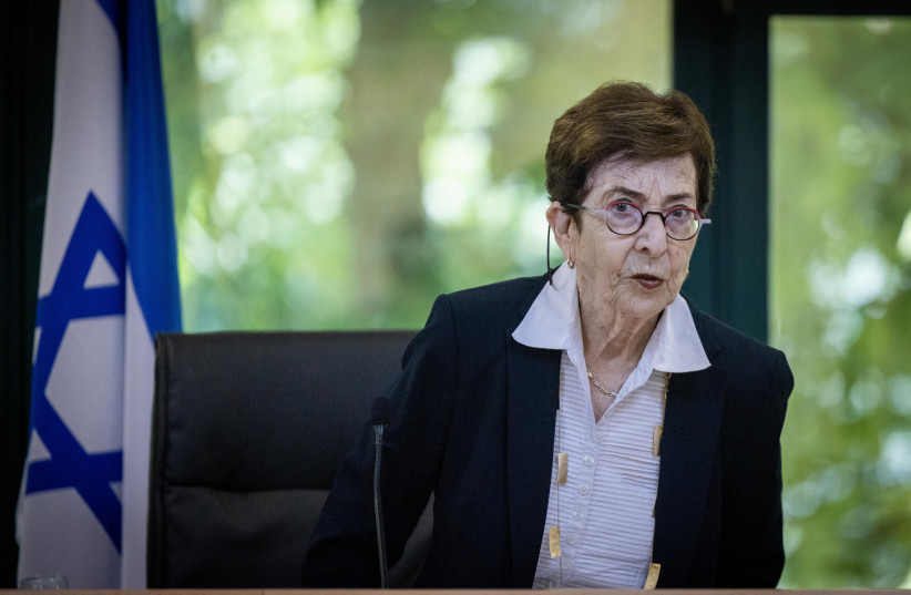  Dvora Berliner, head of the state commission of inquiry into the Meron disaster, arrives to the Meron Disaster Inquiry Committee, in Jerusalem, July 10, 2022.  (credit: YONATAN SINDEL/FLASH90)