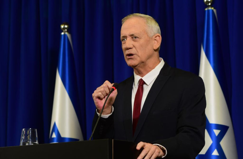  Benny Gantz at the announcement of a merger between Blue and White and New Hope, July 10, 2022. (credit: AVSHALOM SASSONI/MAARIV)