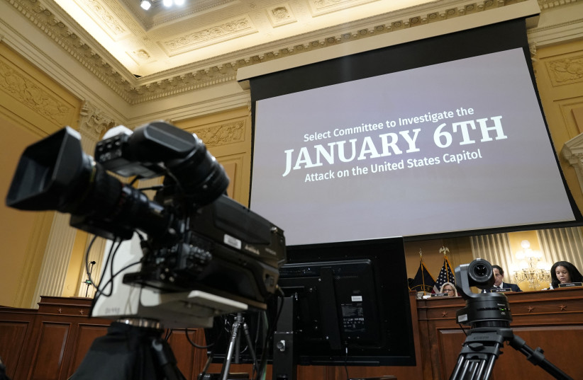  A general view of the Public hearing of the US House Select Committee to investigate the January 6 Attack on the U.S. Capitol, on Capitol Hill in Washington, U.S., July 12, 2022.  (photo credit: REUTERS/ELIZABETH FRANTZ)