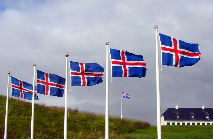  Icelandic flags in Viðey. (photo credit: WorldIslandInfo.com/Wikimedia)
