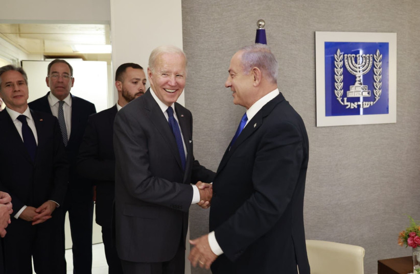  US President Joe Biden with Israeli opposition head Benjamin Netanyahu on July 14, 2022 (credit: RAANAN COHEN/MAARIV)