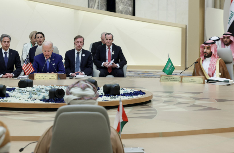  US President Joe Biden and Saudi Crown Prince Mohammed bin Salman attend an Arab summit, in Jeddah, Saudi Arabia, July 16, 2022. (credit: REUTERS/EVELYN HOCKSTEIN)