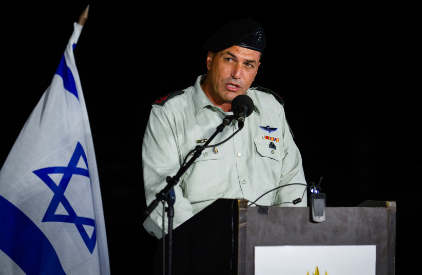 Deputy Chief of Staff- Major General Eyal Zamir speaks at a graduating ceremony for new Israel Navy Officers in Haifa Naval Base, Northern Israel on September 4, 2019. (photo credit: FLASH90)