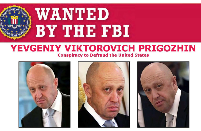  The US announced on March 3, 2022 they were imposing sanctions against Russian oligarchs, including Yevgeniy Prigozhin, as it targeted Russia's super-rich and others close to President Vladimir Putin, further ratcheting up financial pressure over Moscow's invasion of Ukraine. (credit: FBI/HANDOUT VIA REUTERS)