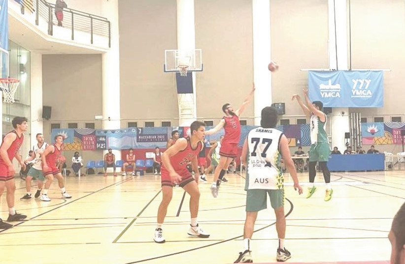   AUSTRALIA WAS overmatched against Team USA in Maccabiah men's basketball action, but still played with heart in a 77-42 defeat. (photo credit: JULIA ROBBINS)