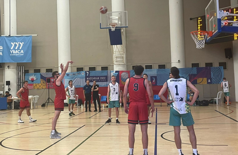 USTRALIA WAS overmatched against Team USA in Maccabiah men's basketball action, but still played with heart in a 77-42 defeat. (credit: JULIA ROBBINS)