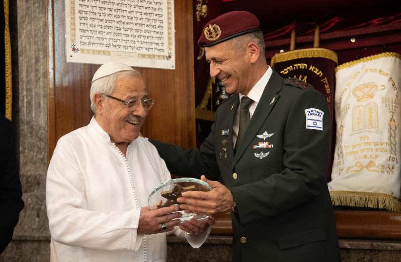  IDF Chief of Staff Aviv Kohavi at the Slat al-Azama Great Synagogue in Marrakesh, Morocco.  (photo credit: IDF)