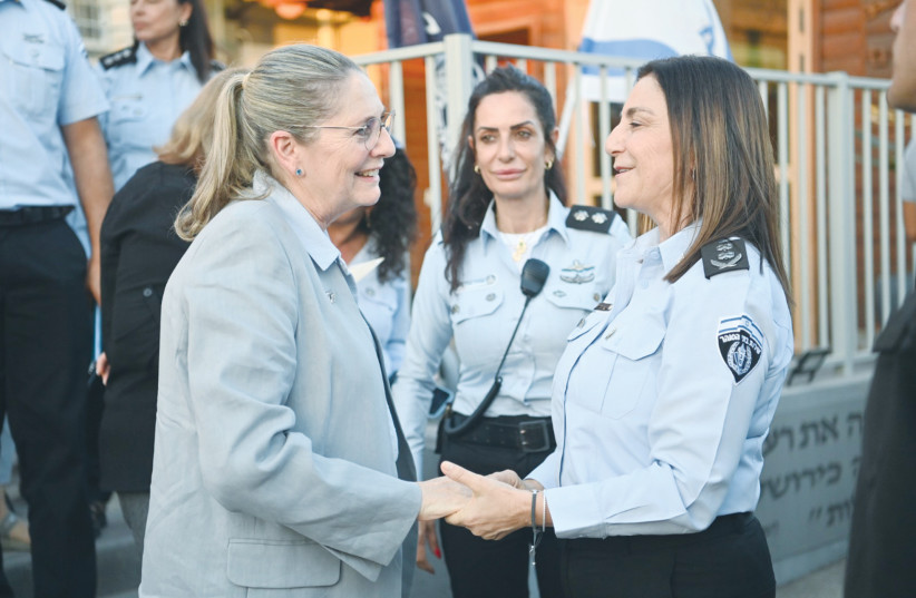  MICHAL HERZOG greeted by Prison Service Commissioner Katy Perry at Neve Tirza Women’s Prison. (credit: Courtesy Prisons Service Commission)
