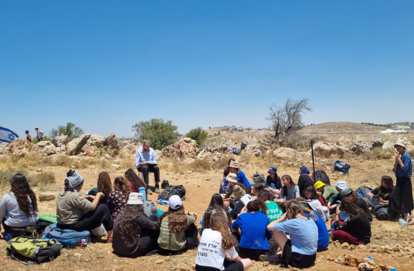  Settler youth at Hilltop 26 near Kiryat Arba, one of the protest points for outpost settlement, July 21, 2022. (credit: NAHALA SETTLEMENT MOVEMENT)