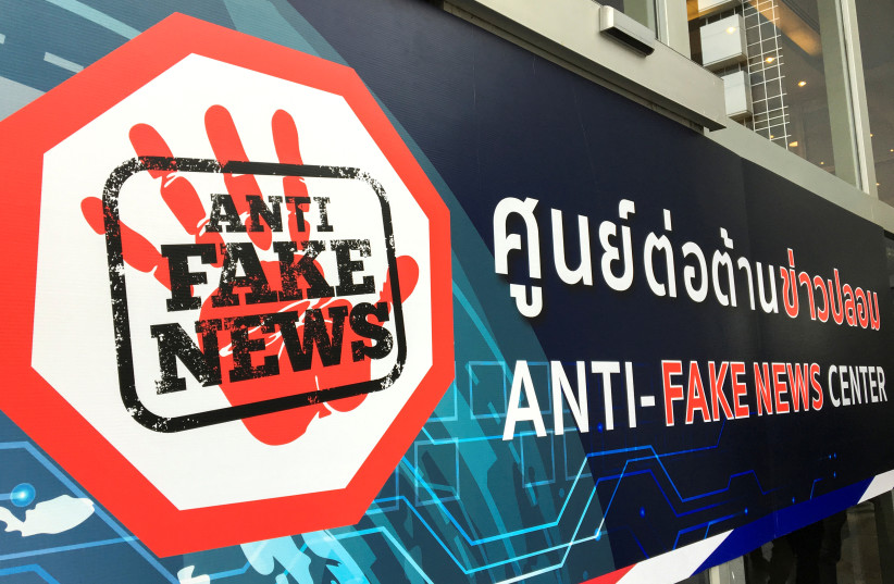  The sign of Anti-Fake News center is pictured in Bangkok, Thailand, November 1, 2019 (photo credit: REUTERS/PATPICHA TANAKASEMPIPAT)