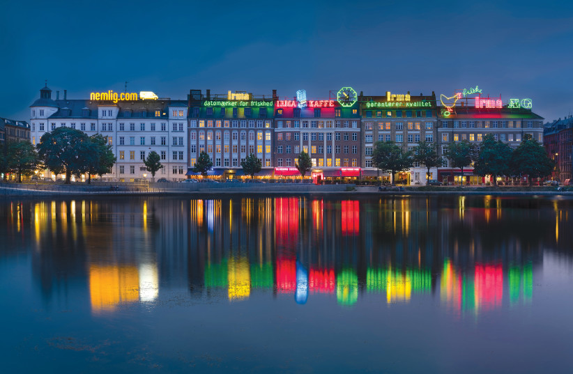  The iconic neon lights over the lakes in Copenhagen. (photo credit: KRISTOFFER TROLLE/WIKIPEDIA)