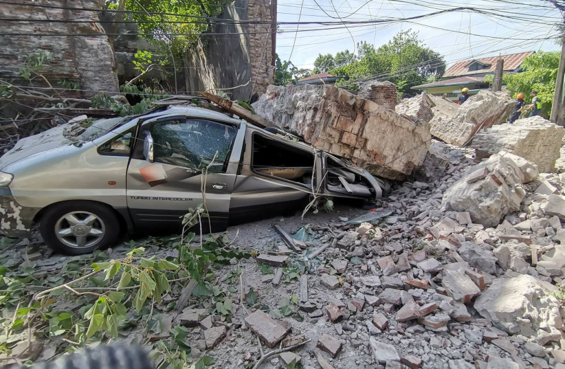 A general view of damage caused following an earthquake in Vigan, Philippines July 27, 2022. (credit: Public Information Service-Bureau of Fire Protection /Handout via REUTERS)