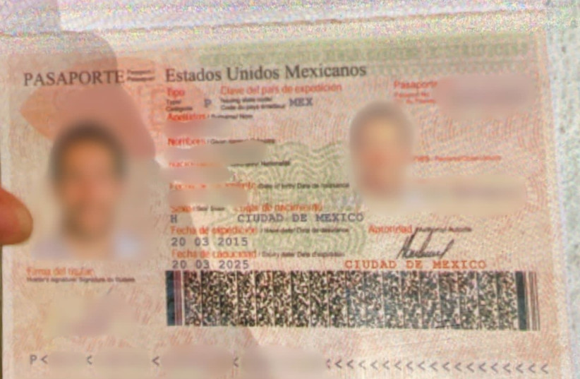  The man detained on charges of credit card fraud had been using two fake Mexican passports (July 2022). (credit: JERUSALEM POLICE)
