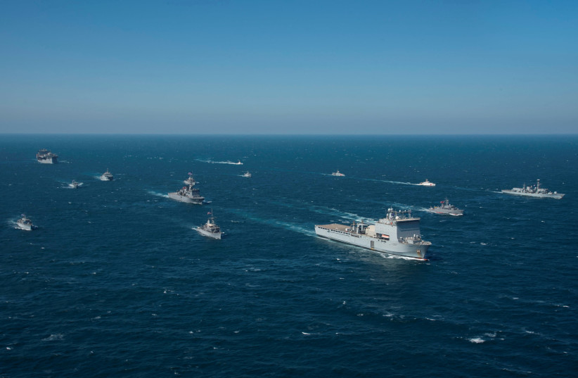  Ships from partner nations of Combined Task Force North participate in a photo exercise during a 60-nation International Maritime Exercise/Cutlass Express 2022 (photo credit: REUTERS)