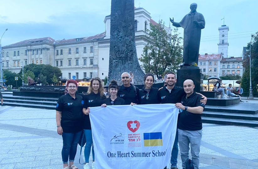 The Israeli delegation in the central square in Lviv. (photo credit: LEV ECHAD)
