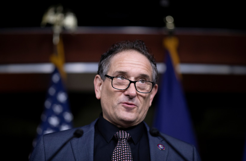 Rep. Andy Levin (D-MI) speaks during a news conference on congressional staff unionization efforts on Capitol Hill in Washington, US, February 9, 2022. (credit: REUTERS/TOM BRENNER)