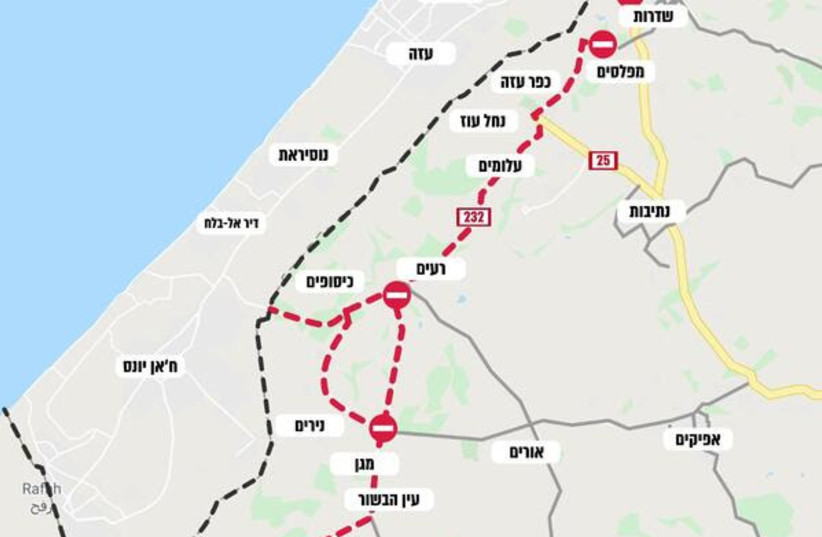  Road and train closures near Gaza Strip, August 2nd, 2022. (credit: IDF)