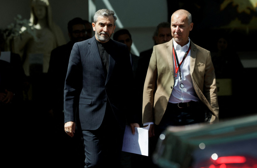 Iran's Chief Nuclear Negotiator Ali Bagheri Kani leaves the Palais Coburg, the venue where closed-door nuclear talks take place in Vienna, Austria, August 4,2022. (photo credit: REUTERS/LISA LEUTNER)