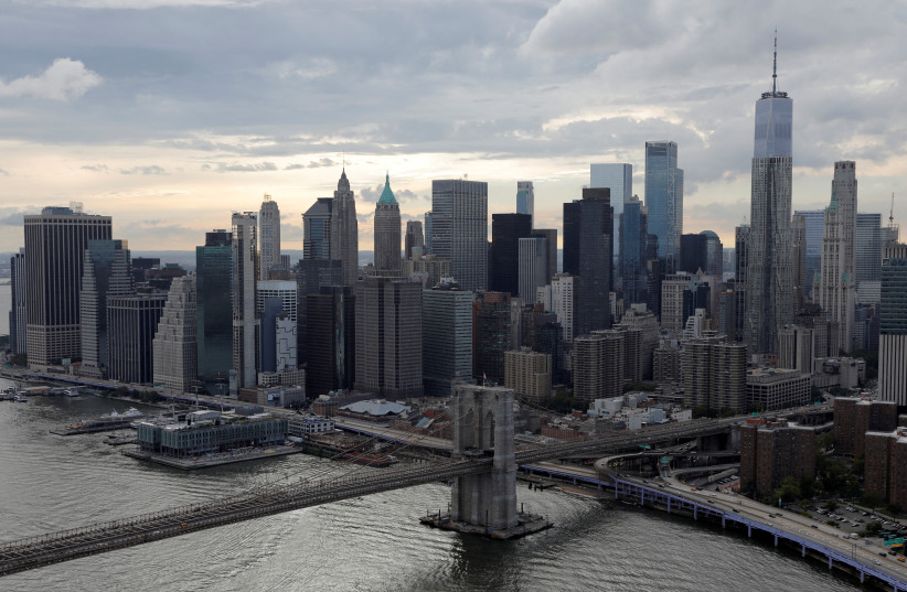 Downtown Manhattan's skyline is seen in New York City, US, August 21, 2021. (photo credit: REUTERS/ANDREW KELLY/FILE PHOTO)