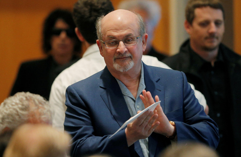  FILE PHOTO: Author Salman Rushdie arrives for the PEN New England's Song Lyrics of Literary Excellence Award ceremony at the John F. Kennedy Library in Boston, Massachusetts, US September 19, 2016. (photo credit: REUTERS/BRIAN SNYDER/FILE PHOTO)