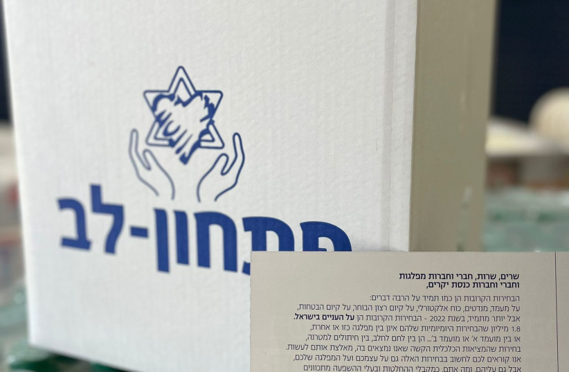 Pitchon-Lev sends empty food baskets to politicians in order to highlight the issue of poverty in Israel. (photo credit: PR - Pitchon Lev)