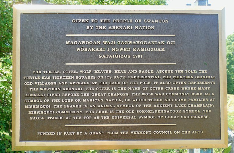   Missisquoi Abenaki Nation memorial plaque in Swanton, Vermont (credit: Wikimedia Commons)