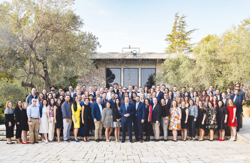 MEMBERS OF the National Young Leadership Cabinet meet with President Isaac Herzog, in March. (photo credit: Yehoshua Deston/Jewish Federations of North America)