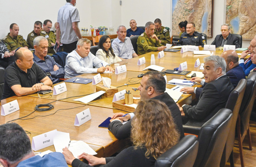  PRIME MINISTER Yair Lapid convenes the security cabinet during Operation Breaking Dawn, in Tel Aviv.  (photo credit: KOBI GIDEON/GPO)