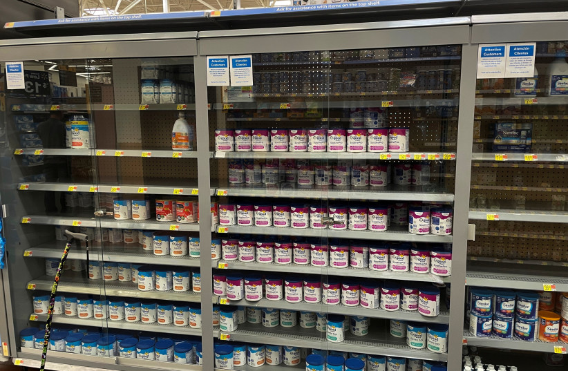 A cabinet of Gerber baby formulas is seen at a Walmart store in Raleigh, North Carolina, U.S. June 2, 2022. Picture taken June 2, 2022. (photo credit: REUTERS/ARRIANA MCLYMORE)