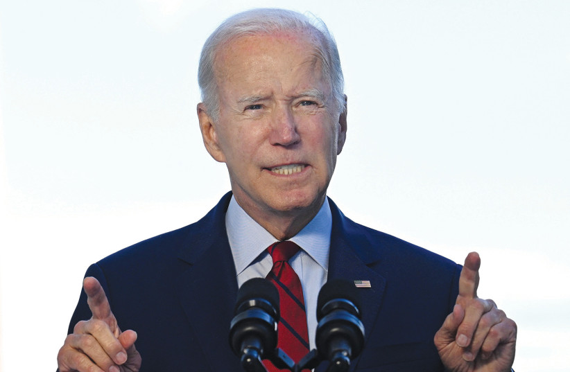  US PRESIDENT Joe Biden delivers an address to the nation, at the beginning of this month, on the killing of al-Qaeda leader Ayman al-Zawahiri in a US drone strike. (photo credit: JIM WATSON/REUTERS)