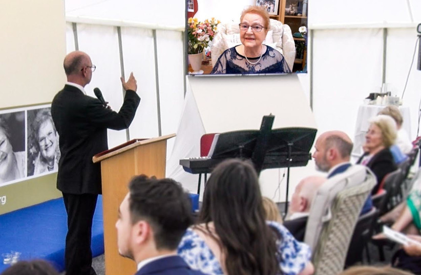  An AI holograph of Marina Smith speaks at her funeral. (credit: COURTESY STORYFILE)
