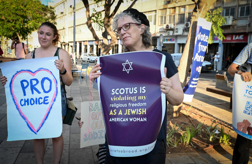  PROTESTING THE US decision to overturn Roe v. Wade, in Tel Aviv, July 4. (credit: AVSHALOM SASSONI/FLASH90)