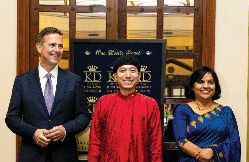  FROM LEFT, German ambassador Steffen Seibert, Vietnamese ambassador Ly Duc Trung and Nepalese ambassador Kanta Rizel. (credit: MULI GOLDBERG)