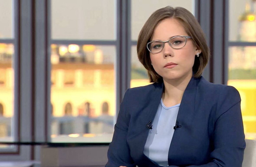  Journalist and political expert Darya Dugina, daughter of Russian politologist Alexander Dugin, is pictured in the Tsargrad TV studio in Moscow, Russia, in this undated handout image obtained by Reuters on August 21, 2022.  (credit: TSARGRAD.TV/HANDOUT VIA REUTERS)