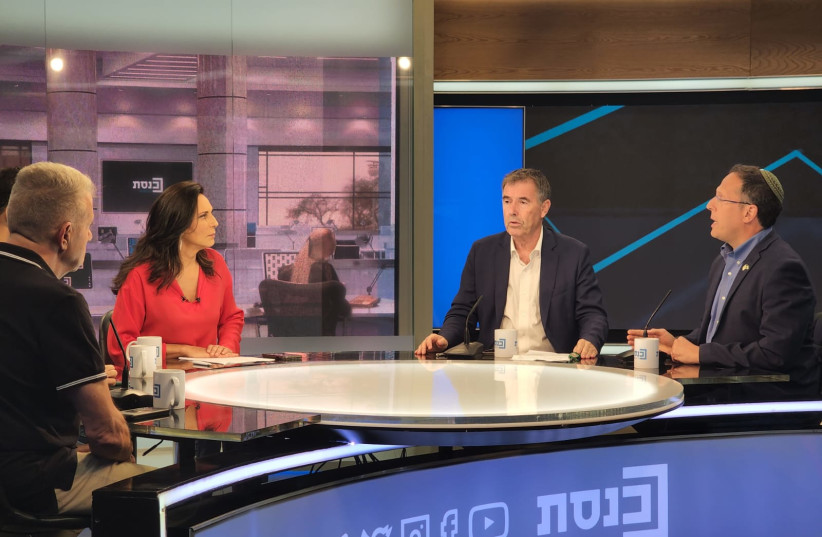  Political debate on the Knesset channel between Yesh Atid MK Moshe Tur Paz and Yisrael Beytenu MK Yossi Shain.  (photo credit: Courtesy)