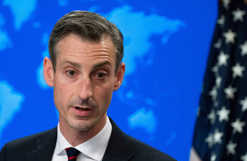  US State Department spokesperson Ned Price speaks during a news conference in Washington, US, March 10, 2022. (photo credit: MANUEL BALCE CENETA/POOL VIA REUTERS)
