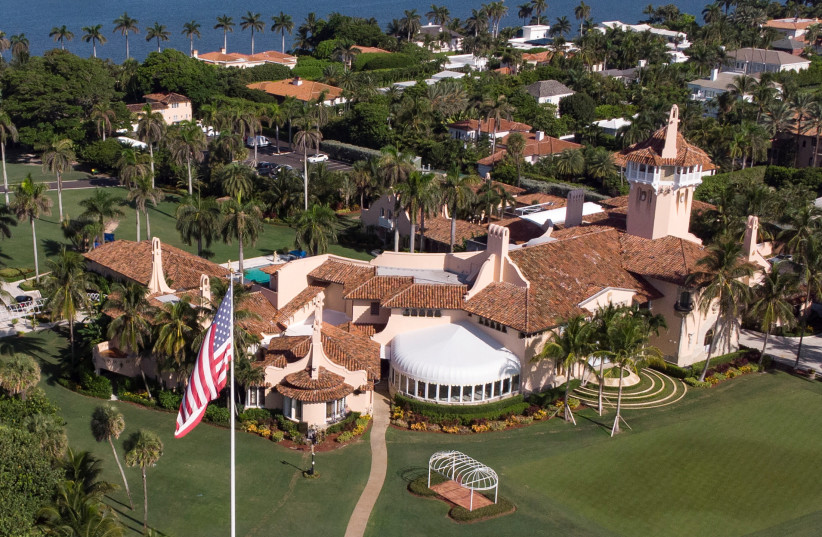 An aerial view of former US President Donald Trump's Mar-a-Lago home after Trump said that FBI agents raided it, in Palm Beach, Florida, US August 15, 2022.  (photo credit: REUTERS/MARCO BELLO)