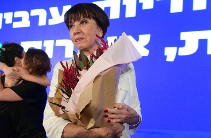  Zehava Galon following her victory in the Meretz leadership primary on August 23, 2022 (photo credit: AVSHALOM SASSONI/MAARIV)