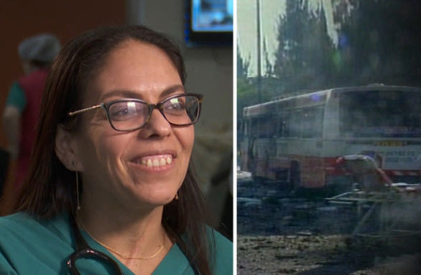  Dr. Gabby Elbaz-Greener and the bus explosion she survived. (photo credit: HADASSAH MEDICAL ORGANIZATION)