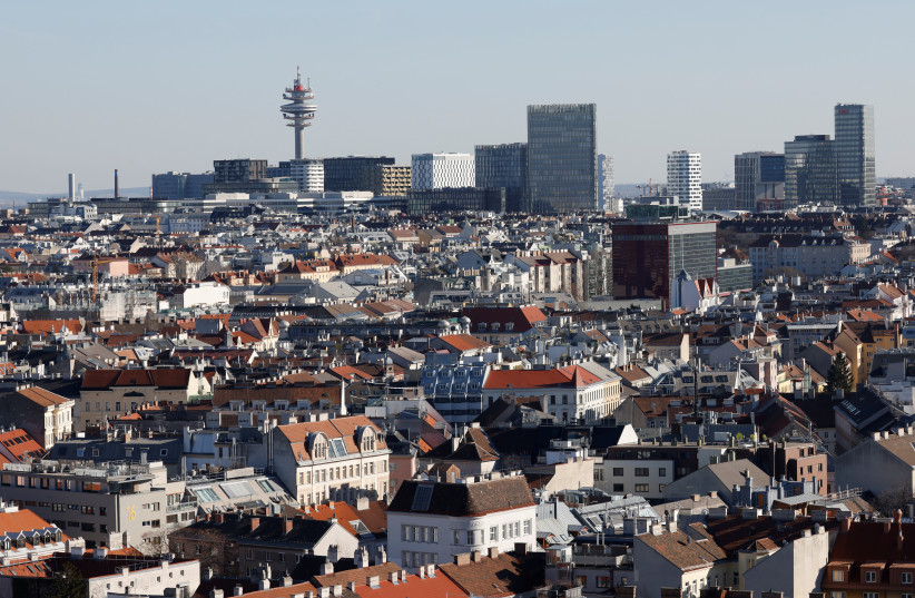 A general view of the city centre skyline showing residential housing and commercial buildings in Vienna, Austria, February 10, 2022. (credit: REUTERS/LEONHARD FOEGER)