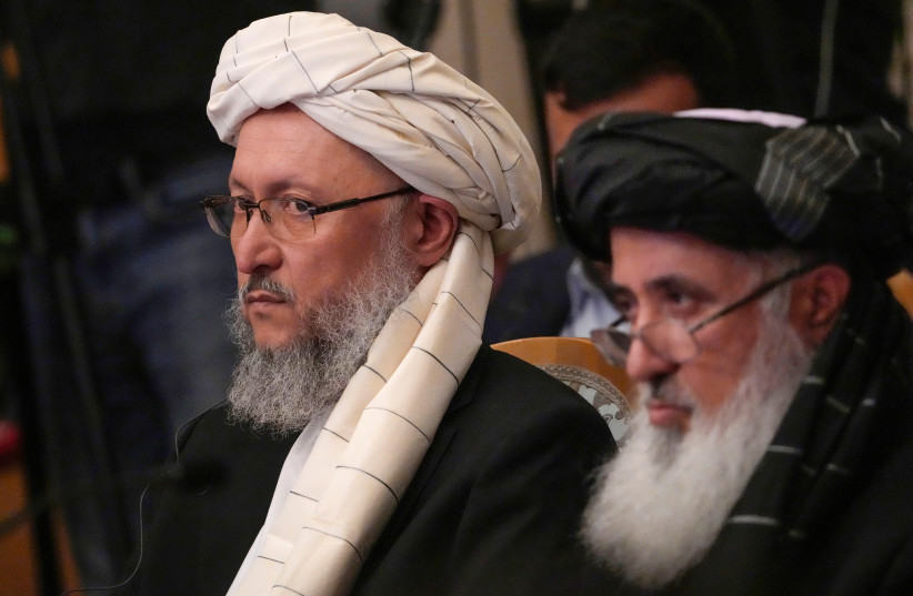  Head of the Taliban delegation Abdul Salam Hanafi takes part in international talks on Afghanistan in Moscow, Russia, October 20, 2021.  (photo credit: ALEXANDER ZEMLIANICHENKO/POOL VIA REUTERS)