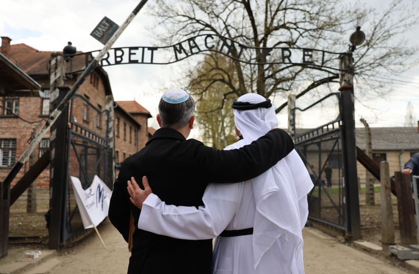  Ahmed Obaid Almansoori at the Auschwitz-Birkenau camp in Poland.  (credit: YOSSI ZELIGER)