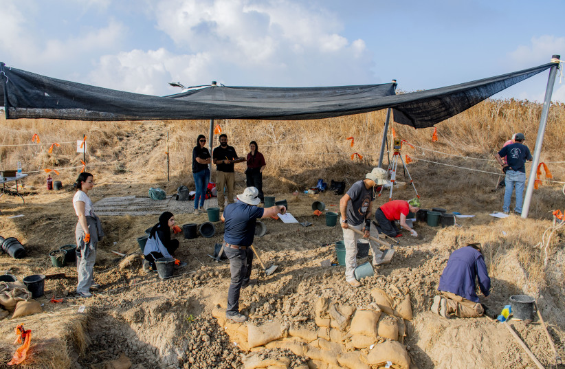  The excavation site in kibbutz Revadim, southern Israel, on August 2022 (credit: OMRY BARZILAY/ISRAEL ANTIQUITIES AUTHORITY)