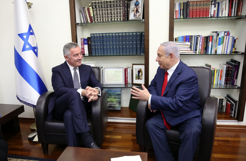  President of Montenegro Milo Đukanović meets with then-Israeli Prime Minister Benjamin Netanyahu at the Prime Minister's Office In Jerusalem, March 28, 2019. (photo credit: PRESIDENT OF MONTENEGRO)