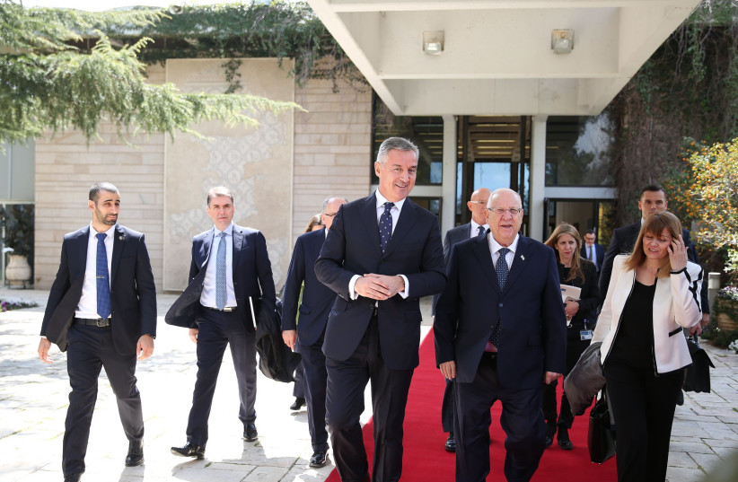  President of Montenegro Milo Đukanović visits then-Israeli President Reuven Rivlin at the President's Residence in Jerusalem, March 27, 2019. (credit: PRESIDENT OF MONTENEGRO)